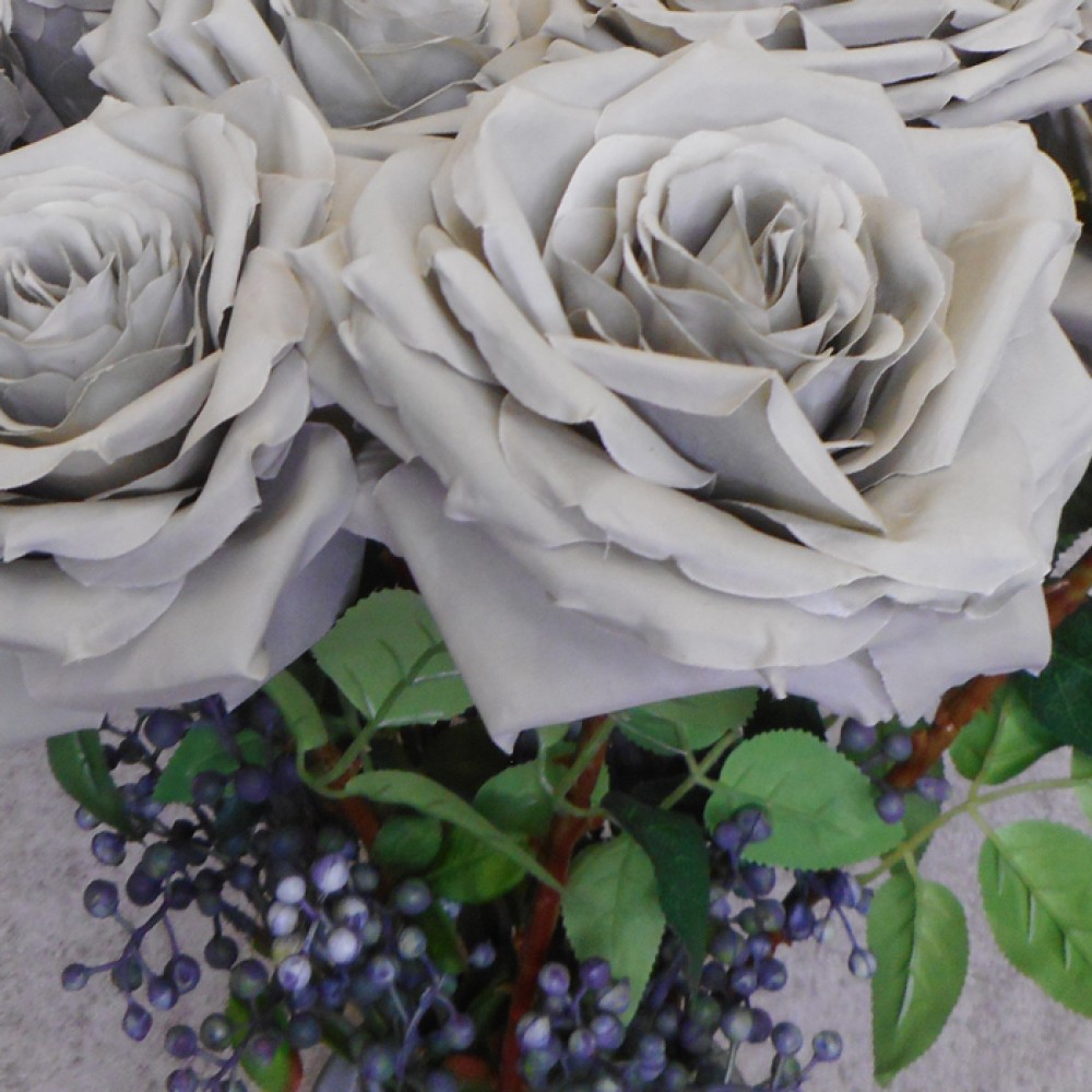 Artificial Roses Large Grey 76cm Artificial Flowers